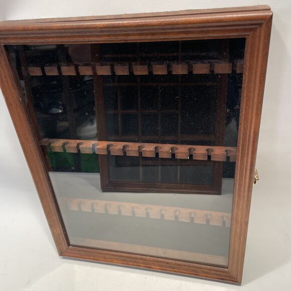 36 Spoon Holder Wood Wall Display Case w/ Glass Door & Black Velvet Linings - Picture 1 of 9